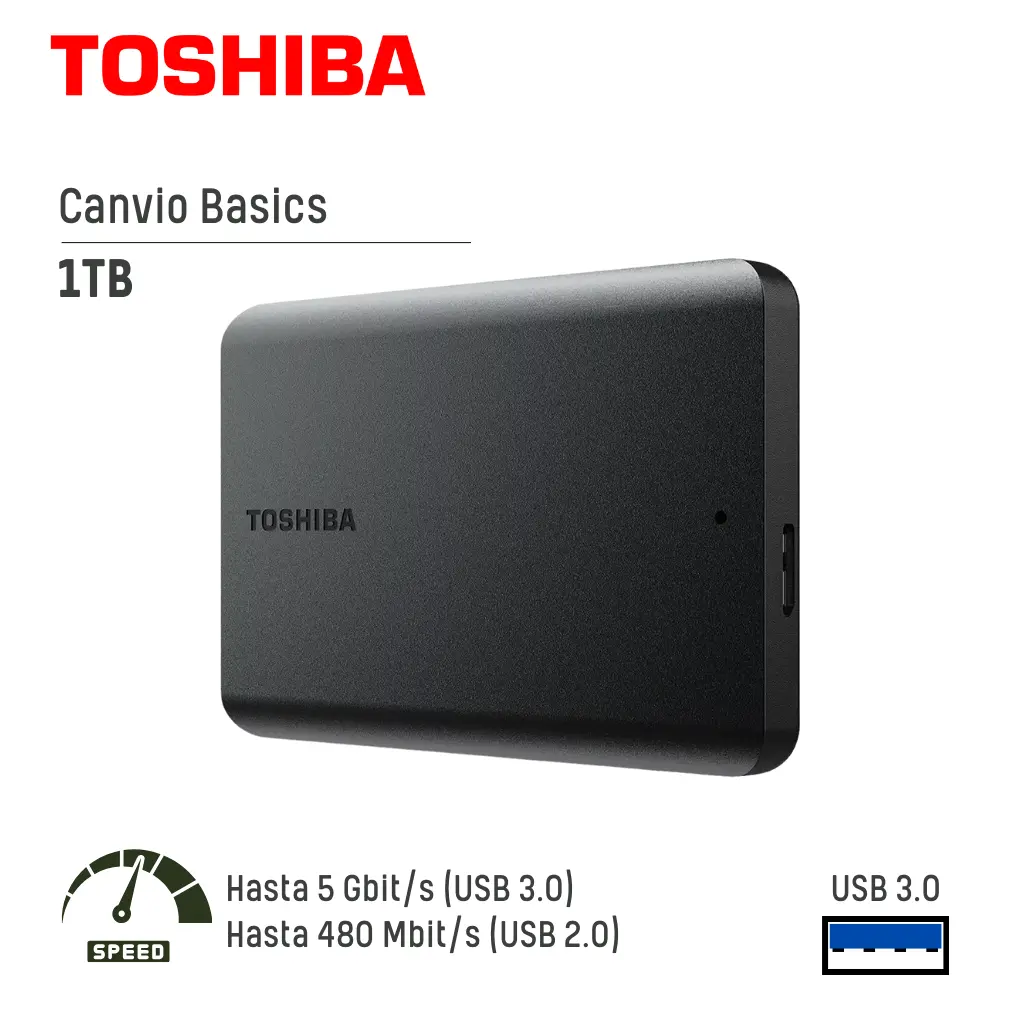 Disco Duro Externo Toshiba 1TB Canvio Basics USB 3.0 (HDTB510XK3AA)