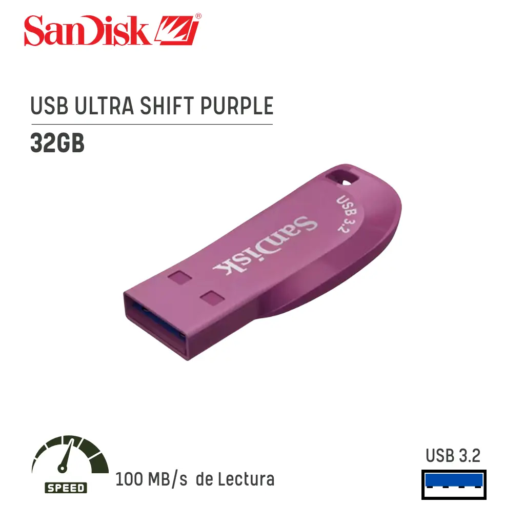 Memoria USB 3.2 Sandisk 32GB Ultra Shift Purple (SDCZ410-032G-G46CO)